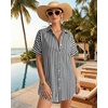 image:imageMANGOPOP Swimsuit Coverup for Women Striped Bathing Suit Cover Up Button Down Shirt Beach Cover Ups Dress 2026 Summer OutfitsA1navy Blue