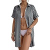 image:imageMANGOPOP Swimsuit Coverup for Women Striped Bathing Suit Cover Up Button Down Shirt Beach Cover Ups Dress 2026 Summer OutfitsA1navy Blue