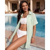 image:imageMANGOPOP Swimsuit Coverup for Women Striped Bathing Suit Cover Up Button Down Shirt Beach Cover Ups Dress 2026 Summer OutfitsA2green