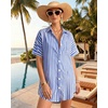 image:imageMANGOPOP Swimsuit Coverup for Women Striped Bathing Suit Cover Up Button Down Shirt Beach Cover Ups Dress 2026 Summer OutfitsA3deep Blue