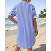 image:imageMANGOPOP Swimsuit Coverup for Women Striped Bathing Suit Cover Up Button Down Shirt Beach Cover Ups Dress 2026 Summer OutfitsA3deep Blue