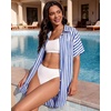 image:imageMANGOPOP Swimsuit Coverup for Women Striped Bathing Suit Cover Up Button Down Shirt Beach Cover Ups Dress 2026 Summer OutfitsA3deep Blue