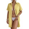 image:imageMANGOPOP Swimsuit Coverup for Women Striped Bathing Suit Cover Up Button Down Shirt Beach Cover Ups Dress 2026 Summer OutfitsA4yellow