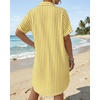 image:imageMANGOPOP Swimsuit Coverup for Women Striped Bathing Suit Cover Up Button Down Shirt Beach Cover Ups Dress 2026 Summer OutfitsA4yellow