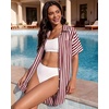 image:imageMANGOPOP Swimsuit Coverup for Women Striped Bathing Suit Cover Up Button Down Shirt Beach Cover Ups Dress 2026 Summer OutfitsA5red
