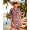 image:imageMANGOPOP Swimsuit Coverup for Women Striped Bathing Suit Cover Up Button Down Shirt Beach Cover Ups Dress 2026 Summer OutfitsA5red