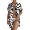 image:imageMANGOPOP Swimsuit Coverup for Women Striped Bathing Suit Cover Up Button Down Shirt Beach Cover Ups Dress 2026 Summer OutfitsBlack Floral