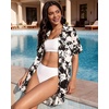 image:imageMANGOPOP Swimsuit Coverup for Women Striped Bathing Suit Cover Up Button Down Shirt Beach Cover Ups Dress 2026 Summer OutfitsBlack Floral