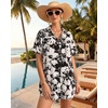 image:imageMANGOPOP Swimsuit Coverup for Women Striped Bathing Suit Cover Up Button Down Shirt Beach Cover Ups Dress 2026 Summer OutfitsBlack Floral