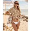 image:imageMANGOPOP Swimsuit Coverup for Women Striped Bathing Suit Cover Up Button Down Shirt Beach Cover Ups Dress 2026 Summer OutfitsKhaki Paisley