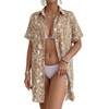 image:imageMANGOPOP Swimsuit Coverup for Women Striped Bathing Suit Cover Up Button Down Shirt Beach Cover Ups Dress 2026 Summer OutfitsKhaki Paisley