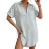image:imageMANGOPOP Swimsuit Coverup for Women Striped Bathing Suit Cover Up Button Down Shirt Beach Cover Ups Dress 2026 Summer OutfitsA0light Blue