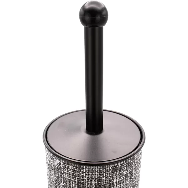 BROOKSTONE Rusted Bronze Metallic Toilet Brush with Holder Long Handle for Deep Bowl Cleaning Splash Protective Disc Stylish Modern Space Saving Design Leakproof Inner ContainerGray