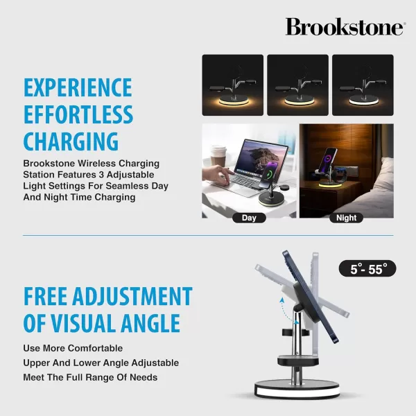 Brookstone 3 in 1 Wireless Charging Station Compatible with MagSafe 2 Port 18W Wall Charger High Speed Cable for iPhone 15141312 Pro Max Series Apple iWatch Series and Airpods 3 2 ProBlack with Charger