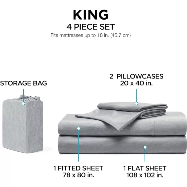 Brookstone Comfort Full Size Sheet Set  Innovative Cooling Sheets for Hot Sleepers  Deep Sleep with Temperature Regulation  4Piece Set of Soft Flat Sheet Fitted Sheet Two Pillowcases  GreyGray