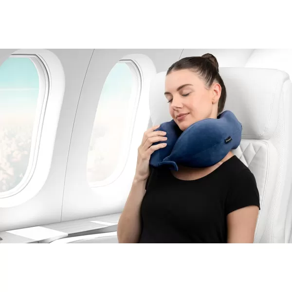 Brookstone Contoured Memory Foam Head and Neck Travel Pillow Ergonomic and Lightweight OliveBlue