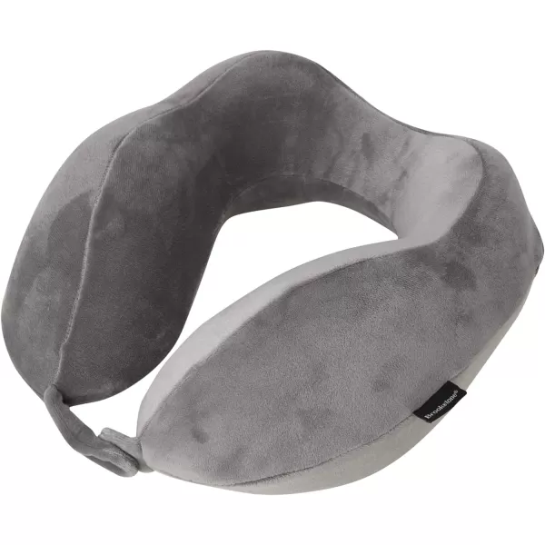 Brookstone Contoured Memory Foam Head and Neck Travel Pillow Ergonomic and Lightweight OliveDark Grey