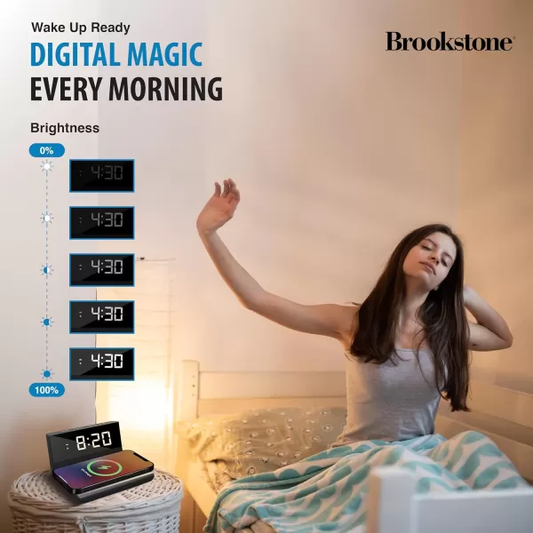 Brookstone Desk LED Alarm Clock 15W Wireless Charger for iPhone 15 Pro Max141312 Samsung S23S22S21 and AirPods  Wireless Charger Clock  Phone Charger ClockBlack