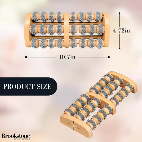 Brookstone Large Wood Foot Massager  Wooden Massage Roller to Stimulate Foot Reflexes Relieve Stress and Soothe Tension  Feet RollerOak Grey  Double Foot