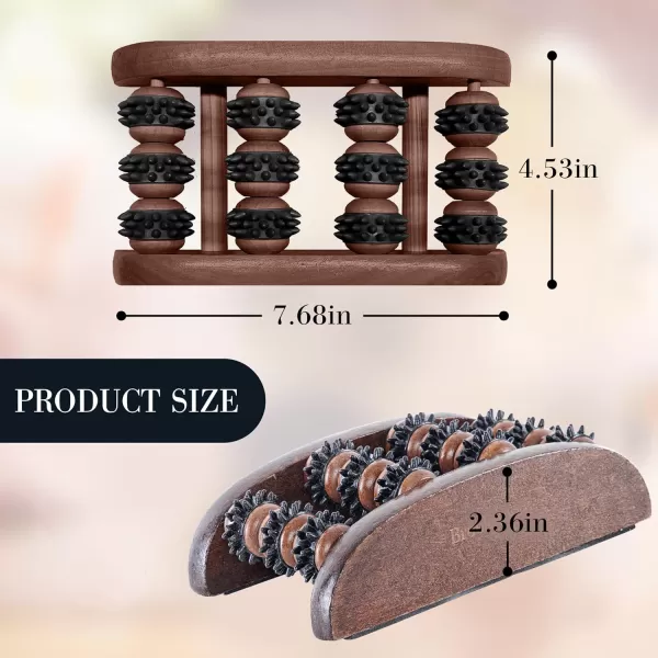 Brookstone Large Wood Foot Massager  Wooden Massage Roller to Stimulate Foot Reflexes Relieve Stress and Soothe Tension  Feet RollerWalnut  Single Foot