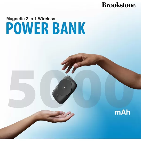 Brookstone Magnetic Charging Wireless Power Bank with Stand  5000mAh Portable Magnetic Power Bank Charger Fast Charger Battery Pack for iPhone 15141312 Pro Maxfor All iWatchBlack