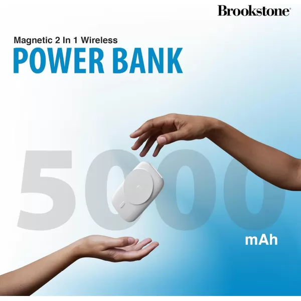Brookstone Magnetic Charging Wireless Power Bank with Stand  5000mAh Portable Magnetic Power Bank Charger Fast Charger Battery Pack for iPhone 15141312 Pro Maxfor All iWatchWhite