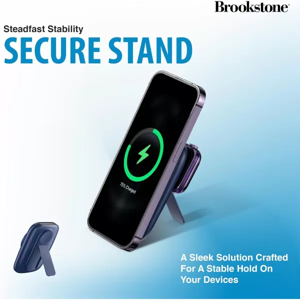 Brookstone Magnetic Charging Wireless Power Bank with Stand  5000mAh Portable Magnetic Power Bank Charger Fast Charger Battery Pack for iPhone 15141312 Pro Maxfor All iWatchBlue