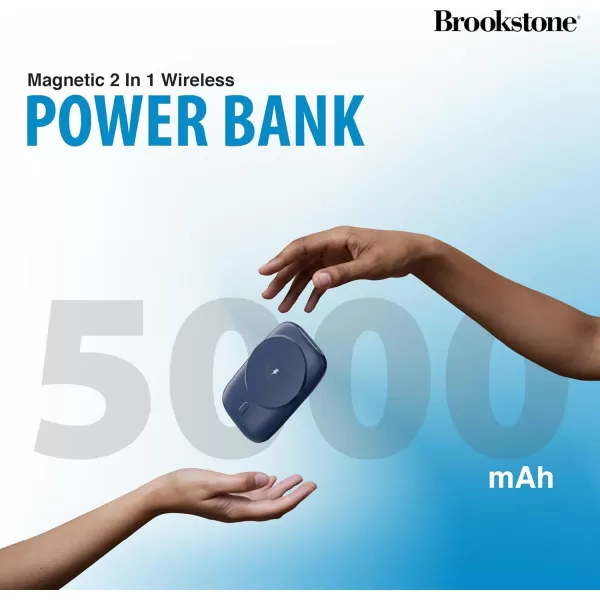 Brookstone Magnetic Charging Wireless Power Bank with Stand  5000mAh Portable Magnetic Power Bank Charger Fast Charger Battery Pack for iPhone 15141312 Pro Maxfor All iWatchBlue