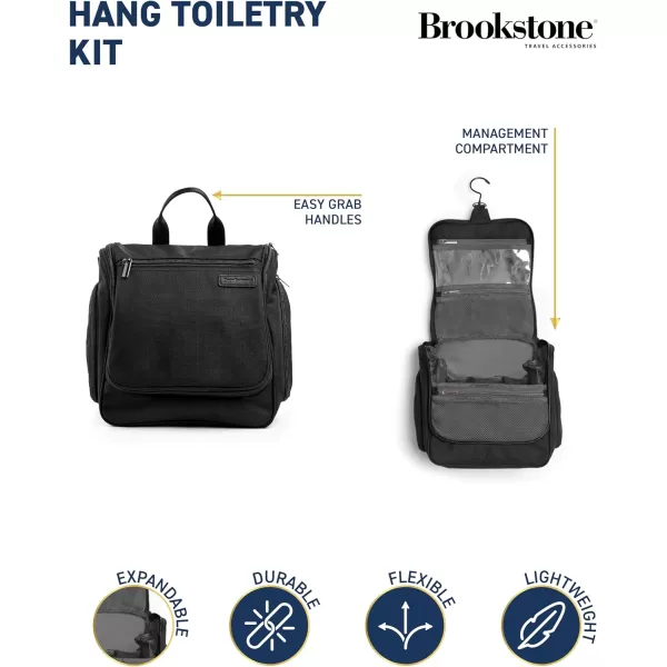 Brookstone Travel Toiletries Bag with Hanging Hook  Large Multi Functional Carrying Toiletry Pouch for Vacations Airplanes Trains Buses and Cars Size One Size BlackBlack