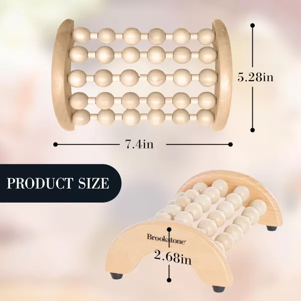 Brookstone Wood Foot Massager  Wooden Massage Roller to Stimulate Foot Reflexes Relieve Stress and Soothe Tension  Foot Roller WalnutOak Small