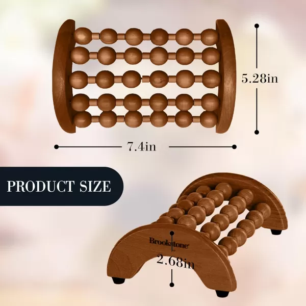 Brookstone Wood Foot Massager  Wooden Massage Roller to Stimulate Foot Reflexes Relieve Stress and Soothe Tension  Foot Roller WalnutWalnut Small