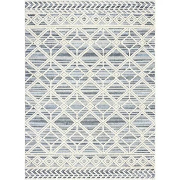 Brookstone Aurora Bohemian Geometric IndoorOutdoor High Performance Area Rug BeigeIvory 710x102BlueIvory