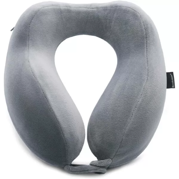 Brookstone Contoured Memory Foam Head and Neck Travel Pillow Ergonomic and Lightweight OliveDark Grey