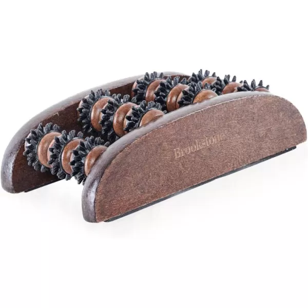 Brookstone Large Wood Foot Massager  Wooden Massage Roller to Stimulate Foot Reflexes Relieve Stress and Soothe Tension  Feet RollerWalnut  Single Foot