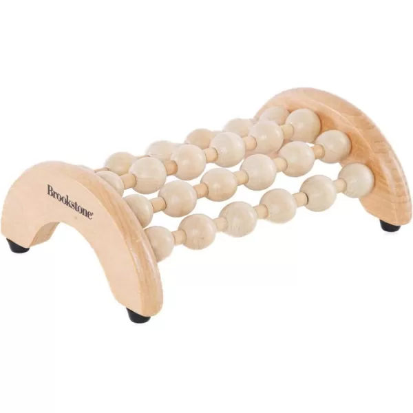 Brookstone Wood Foot Massager  Wooden Massage Roller to Stimulate Foot Reflexes Relieve Stress and Soothe Tension  Foot Roller WalnutOak Small