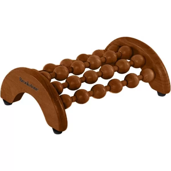 Brookstone Wood Foot Massager  Wooden Massage Roller to Stimulate Foot Reflexes Relieve Stress and Soothe Tension  Foot Roller WalnutWalnut Small