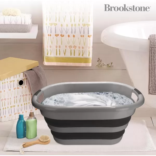 BROOKSTONE 1 UNIT 11 GALLONS  OUR LARGEST BASKET EVER 24quot Collapsible Laundry Basket Comfort NonSlip Grip Handles Minimalist Space Saving Design Portable PopUp Hamper BPA FREERound Gray  Dark Gray