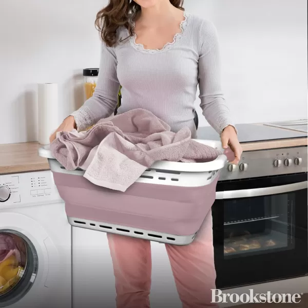 BROOKSTONE 1 UNIT 11 GALLONS  OUR LARGEST BASKET EVER 24quot Collapsible Laundry Basket Comfort NonSlip Grip Handles Minimalist Space Saving Design Portable PopUp Hamper BPA FREEBlush