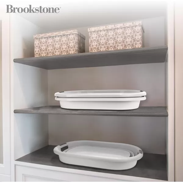 BROOKSTONE 1 UNIT 11 GALLONS  OUR LARGEST BASKET EVER 24quot Collapsible Laundry Basket Comfort NonSlip Grip Handles Minimalist Space Saving Design Portable PopUp Hamper BPA FREERound White  Gray