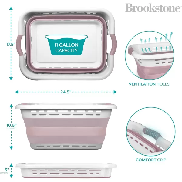 BROOKSTONE 1 UNIT 11 GALLONS  OUR LARGEST BASKET EVER 24quot Collapsible Laundry Basket Comfort NonSlip Grip Handles Minimalist Space Saving Design Portable PopUp Hamper BPA FREEBlush