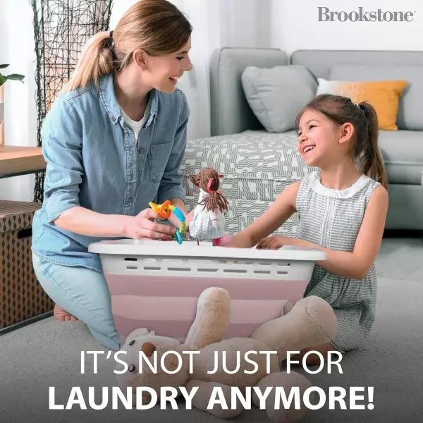 BROOKSTONE 1 UNIT 11 GALLONS  OUR LARGEST BASKET EVER 24quot Collapsible Laundry Basket Comfort NonSlip Grip Handles Minimalist Space Saving Design Portable PopUp Hamper BPA FREEBlush