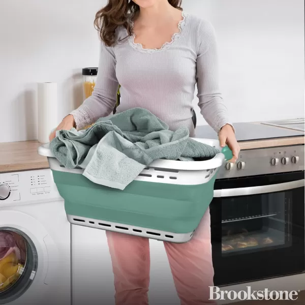 BROOKSTONE 1 UNIT 11 GALLONS  OUR LARGEST BASKET EVER 24quot Collapsible Laundry Basket Comfort NonSlip Grip Handles Minimalist Space Saving Design Portable PopUp Hamper BPA FREEMint