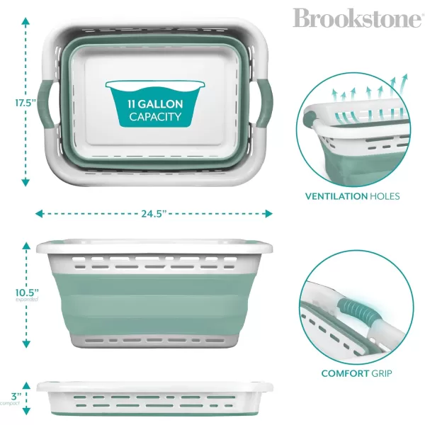 BROOKSTONE 1 UNIT 11 GALLONS  OUR LARGEST BASKET EVER 24quot Collapsible Laundry Basket Comfort NonSlip Grip Handles Minimalist Space Saving Design Portable PopUp Hamper BPA FREEMint