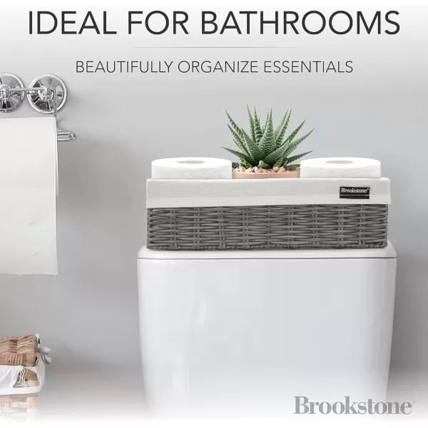 BROOKSTONE 2 PACK SET Wicker Storage Basket Boho Organization and Storage Container Decorative Shelf Bin Over the Toilet Paper Reserve Suitable for Any Home Dcor Style