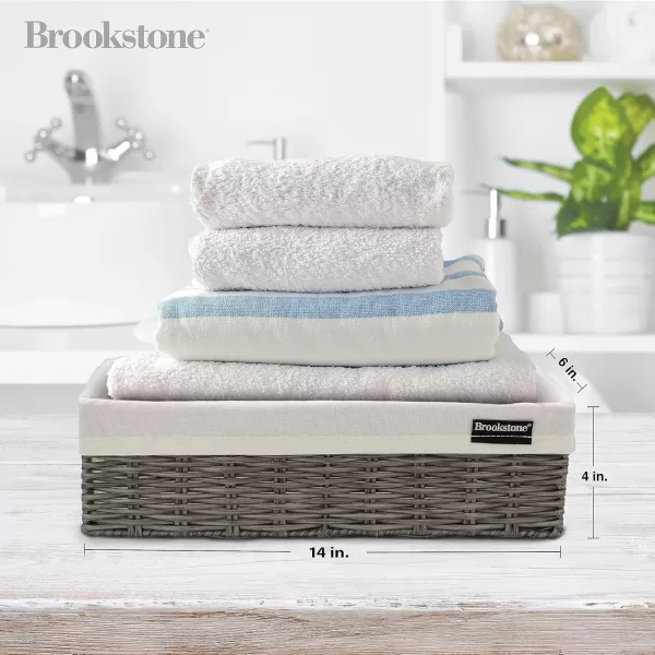 BROOKSTONE 2 PACK SET Wicker Storage Basket Boho Organization and Storage Container Decorative Shelf Bin Over the Toilet Paper Reserve Suitable for Any Home Dcor Style