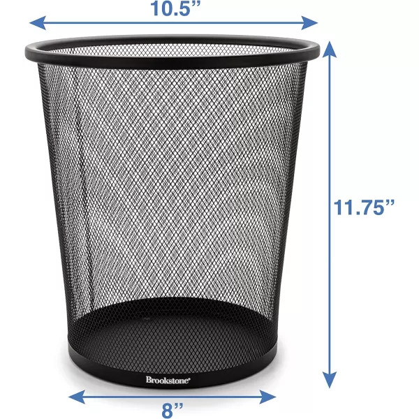 Brookstone BKH1461 3 Pack Metallic Mesh Wastebasket for Office ampamp Home Open Top Under Desk Trash Can Lightweight ampamp Sturdy Recycling Bin Standard SilverBlack