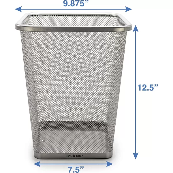 Brookstone BKH1461 3 Pack Metallic Mesh Wastebasket for Office ampamp Home Open Top Under Desk Trash Can Lightweight ampamp Sturdy Recycling Bin Standard SilverSilver