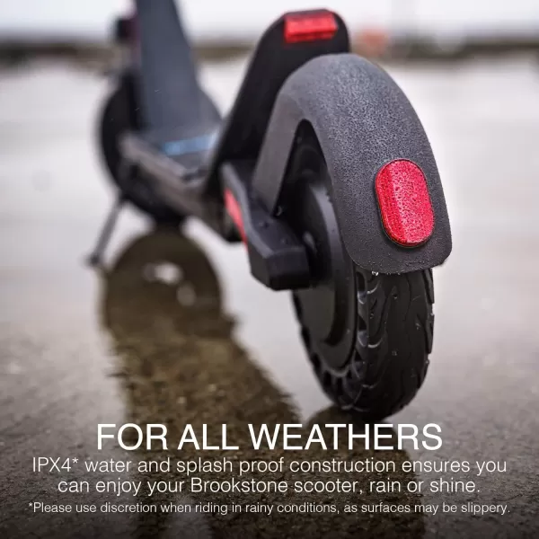 Brookstone BlueGlide Elite 10 Electric Scooter 500 Watt Motor Max Speed 21 MPH Up to 18 Miles Range IPX4 Water Resistance 10 Inch Honeycomb Tires Cruise Control Dual Suspension Foldable Frame