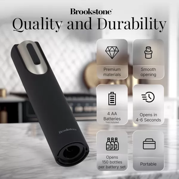 Brookstone Electric Wine Opener ampamp Foil Cutter with Stand Automatic Wine Bottle Opener Battery Operated Corkscrew Opener Kitchen Wine Gifts for Men