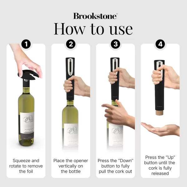 Brookstone Electric Wine Opener ampamp Foil Cutter with Stand Automatic Wine Bottle Opener Battery Operated Corkscrew Opener Kitchen Wine Gifts for Men